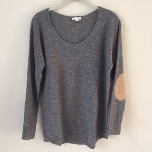 Gap hi lo scoop neck sweater with patch elbows